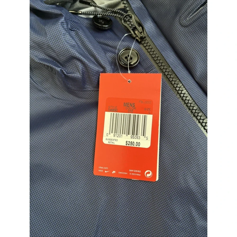 Nike GF New Master Saturday Jacket Black Hyper Blue Water Resistant Nylon Mens